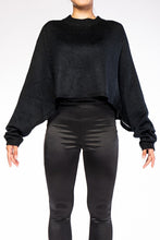 Load image into Gallery viewer, Black Batwings Sleeve Crop Knitted Sweater Top
