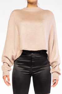 Batwings Sleeve Crop Knitted Sweater Top