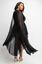 Load image into Gallery viewer, Black Plus Size Dot mesh cape sleeve dress.
