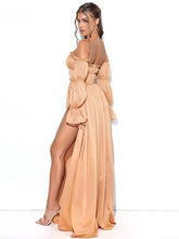 Load image into Gallery viewer, Tan Off Shoulder Maxi Dress
